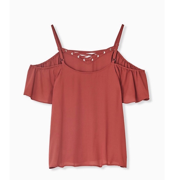 Torrid Brick Red Cold Shoulder Top - Picture 2 of 5